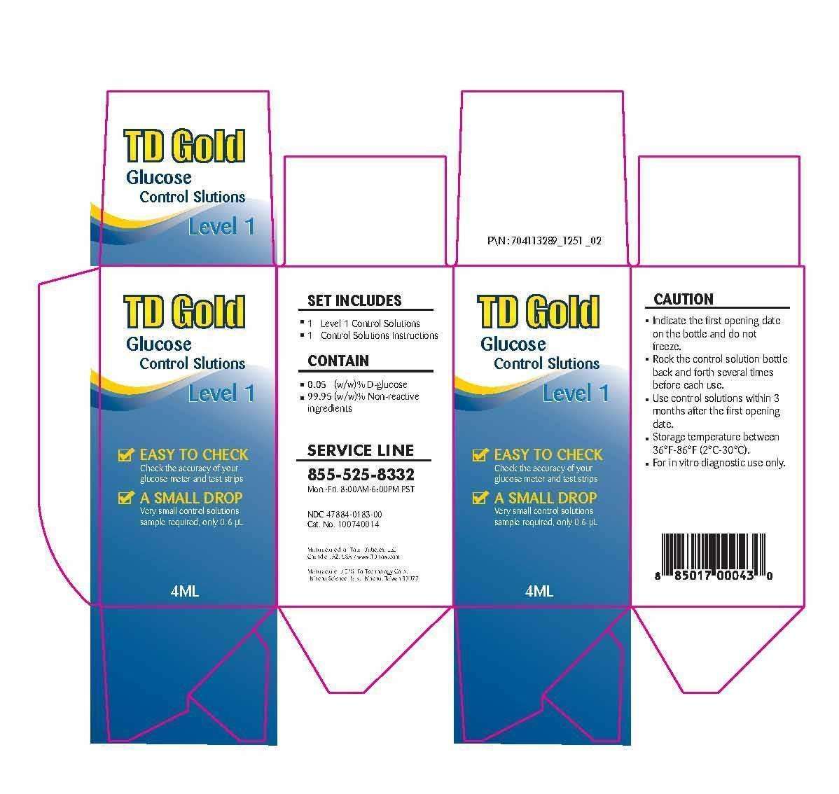 TD Gold Glucose Control Solution Level 1 Set